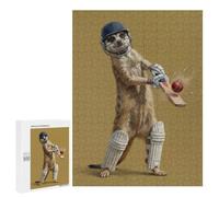 Puzzle Time - Meerkat Playing Cricket, 500 PCS, Decorative Wooden Puzzle, Winter Activity Gift - for A Rewarding Weekend Challenge