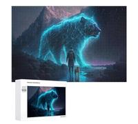 Puzzle Time - Mystical Journey Man, Dog, And Glowing Tiger, 1000 PCS, Challenging Puzzle for Adults, New Year Decoration, for Screen-Free Relaxation at Home