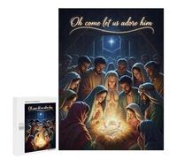 Puzzle Time - Nativity Scene Oh Come Let Us Adore, 500 PCS, Decorative Wooden Puzzle, Winter Activity Gift - for A Rewarding Weekend Challenge