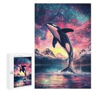 Puzzle Time - Orca Leaping Into The Stars, 1000 PCS, Displayable Picture Puzzle, Winter Gift - for Quiet Evenings And Focused Play