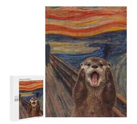 Puzzle Time - Otter Screaming in Edvard Munch's The Scream, 500 PCS, Decorative Wooden Puzzle, Seasonal Home Décor - to Assemble, Frame And Display