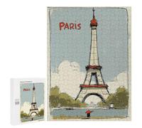 Puzzle Time - Paris Eiffel Tower Sketch, 500 PCS, Wooden Jigsaw Puzzle for Adults, New Year Gift, with A Decorative Finished Picture