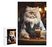 Puzzle Time - Persian Cat in The Pub, 1000 PCS, Decorative Jigsaw for Grown-Ups, Festive Gift for Adults; for Couples, Friends And Family