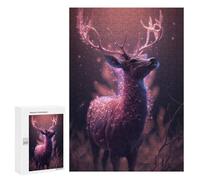Puzzle Time - Pink Fantasy Deer Glow, 300 PCS, Adult Tabletop Puzzle, Gift for Winter Evenings, for Mindful Indoor Entertainment