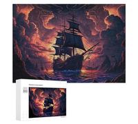 Puzzle Time - Pirate Ship Stormy Sea, 300 PCS, Decorative Jigsaw for Grown-Ups, Winter Gift, for Relaxing Solo Or Group Play