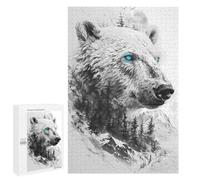 Puzzle Time - Polar Bear Double Exposure, 1000 PCS, Decorative Wooden Puzzle, Seasonal Home Décor - to Assemble, Frame And Display