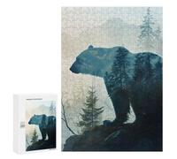 Puzzle Time - Polar Bear Double Exposure, 300 PCS, Wooden Brain Teaser for Adults, New Year Gift; for Shared Table Time