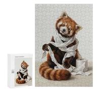 Puzzle Time - Red Panda Wrapped in Toilet Paper, 300 PCS, Wooden Brain Teaser for Adults, New Year Gift; for Shared Table Time