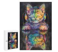 Puzzle Time - Reflection Cat Listening M, 1000 PCS, Wooden Art Puzzle, Home Décor Activity - for Quiet Evenings And Focused Play
