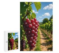 Puzzle Time - Ripe Red Grapes in Vineyard, 1000 PCS, Decorative Jigsaw for Grown-Ups, Gift for Puzzle Lovers - for Quiet Evenings And Focused Play