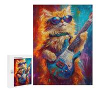 Puzzle Time - Rock Star Cat Guitar Painting -6, 500 PCS, Adult Tabletop Puzzle, Screen-Free Activity - for Detail-Focused Puzzlers