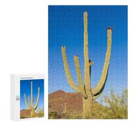 Puzzle Time - Saguaro Cactus in Bloom, 300 PCS, Wooden Jigsaw Puzzle for Adults, Relaxing Home Activity - to Assemble, Frame And Display