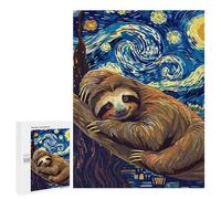 Puzzle Time - Sloth in Starry Night Style, 500 PCS, Jigsaw Puzzle for Adults, New Year Gift, for Mindful Indoor Entertainment