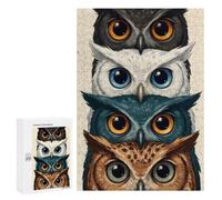 Puzzle Time - Stack of Four Owls, 300 PCS, Wooden Brain Teaser for Adults, New Year Gift; for Shared Table Time
