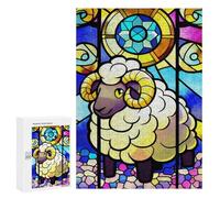 Puzzle Time - Stained Glass Ram Window, 300 PCS, Decorative Jigsaw for Grown-Ups, New Year Gift - for Detail-Focused Puzzlers
