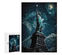 Puzzle Time - Statue of Liberty Night Sky, 300 PCS, Displayable Picture Puzzle, Year-End Present, for Mindful Indoor Entertainment