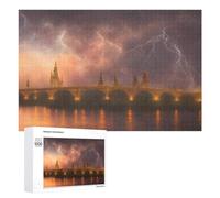 Puzzle Time - Thunderstorm Over The Bridge, 1000 PCS, Decorative Wooden Puzzle, Home Décor Activity, for Relaxing Solo Or Group Play