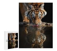 Puzzle Time - Tiger Drinking Reflection, 500 PCS, Wooden Art Puzzle, Home Décor Activity - for Quiet Evenings And Focused Play