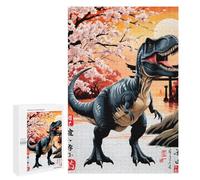 Puzzle Time - Trex Dinosaur Japan Paint, 1000 PCS, Adult Wooden Jigsaw, Winter Activity Gift, with A Decorative Finished Picture