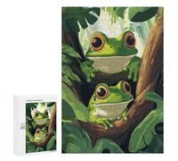 Puzzle Time - Two Frogs on A Branch, 300 PCS, Wooden Jigsaw Puzzle for Adults, Seasonal Gift, for Screen-Free Relaxation at Home