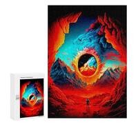 Puzzle Time - Volcanic Eclipse Wonder, 300 PCS, Wooden Art Puzzle, New Year Decoration, for Relaxing Solo Or Group Play