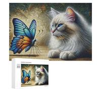 Puzzle Time - Whispering Wings A Cat's Curious Encounter with Nature's Symphony, 300 PCS, Decorative Jigsaw for Grown-Ups, Festive Gift for Adults; for Couples, Friends And Family