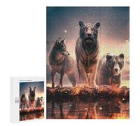 Puzzle Time - Wild Trio Wolf, Tiger, Bear, 500 PCS, Decorative Wooden Puzzle, Winter Activity Gift - for A Rewarding Weekend Challenge