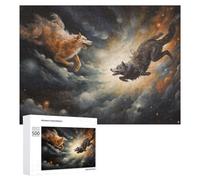 Puzzle Time - Wolves in The Cosmic Sky -1, 500 PCS, Displayable Picture Puzzle, New Year Party Activity, for Screen-Free Relaxation at Home