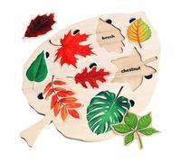 Puzzle Toy Enrichment Nature's Choice Wooden Montessori Leaf Shaped Puzzle Toy for Joyful Parent-Child Learning Experience (Beige, 25.5x18x1cm)