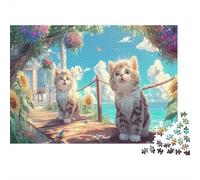 Puzzle Two Curious Kittens by Sea Jigsaw - 1000 Pieces Pet Educational Games Adults Home Decor 52x38cm/1000pcs Great Gift Adults