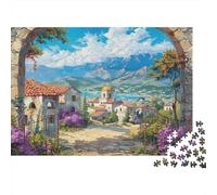 Puzzle Village Framed by Stone Arch Adults 1000 Pieces Scenery Jigsaw Beautiful Decoration Educational Games 38x26cm/1000pcs