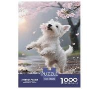 Puzzle West Highland White Terrier 1000 Piece Challenge Toy for Adults,Spring Scenery Impossible Jigsaw Puzzles 1000 Pieces Educational Games for Adults Or Families 38x26cm/1000pcs