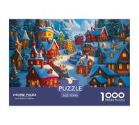 Puzzle Winter Village 1000 Pieces Puzzles Puzzles for Adults 100% Recycled Cardboard Fairy Tale Town Ladies' Gifts Home Decoration 70x50cm/1000pcs
