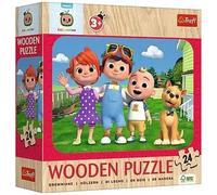 Trefl - Wooden Puzzle: Cocomelon, Cheerful Cocomelon - 24 Elements, Wooden Puzzle, Rounded Edge, Decorative Pattern on the Reverse, for Children from 3 years old