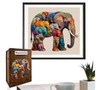 Puzzle - Wooden Puzzle with Elephant, 218 Pieces Challenging Game in the Shape of Animal, Funny Educational Games for Children Family Home School Office Parties Birthday Free