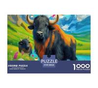 Puzzle Yak 1000 Piece Puzzles for Adults Challenge Toy Cattle on The Plateau Decoration Puzzle Gifts for Men for Both Adults And Children 38x26cm/1000pcs