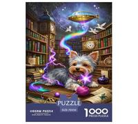 Puzzle Yorkshire Terrier Puppy 1000 Pieces Challenge Game for Adults,Library Impossible Jigsaw Puzzles 1000 Piece Educational Games Home Decoration 70x50cm/1000pcs