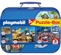 Playmobil CGS_55599 4 Puzzles in a Keepsake Tin, Multicolor