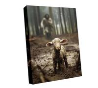 puzzlegame Jesus and Lamb Canvas Wall Art | 12x16 Inch Christian Jesus Posters | Home Decor Jesus Running After Lost Lamb Canvas | Jesus Christian Wall Art for Living Room, Bedroom, Room Decor