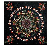 puzzlegame Tarot Table Cloth | Moon Phases and Bouquets Pattern Altar Cloth,24 x 24 Inches Square Tarot Table, Spiritual Cloth, Table Cloth Square Tarot Witchery Supplies for Tarot Lovers