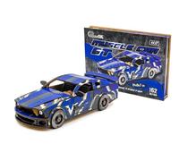 PuzzleOK Wooden 3D Constructor Muscle Car GT, Blue Sports Car Model, DIY Puzzle Building Kit