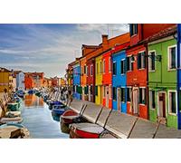 puzzler Puzzle 100 Pieces Urban Painting Boat Burano Island, Venice, Italy 45.5x35.5CM