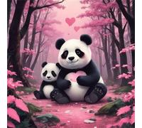 Puzzles 100 Pieces for Adults,13.8x13.8 Inch Jigsaw puzzles for adults Challenging Educational Games Home Decoration Puzzle Theme:Pink Wooded Panda