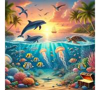 Puzzles 100 Pieces for Adults,13.8x13.8 Inch Jigsaw puzzles for adults Challenging Educational Games Home Decoration Puzzle Theme:Marine Life Treasures