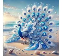 Puzzles 100 Pieces for Adults,13.8x13.8 Inch Jigsaw puzzles for adults Challenging Educational Games Home Decoration Puzzle Theme:Beach Blue Peacock