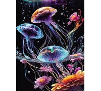 Puzzles 100 Pieces for Adults,15.6x11 inch Jigsaw puzzles for adults Challenging Educational Games Home Decoration Puzzle Theme: Ocean Jellyfish Flowers