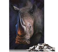 Puzzles 1000 Piece Artistic Rhino Jigsaw Puzzles for Adults Wood Jigsaw Jigsaw Puzzles for Adults Birthday Present 1000pcs (75x50cm)