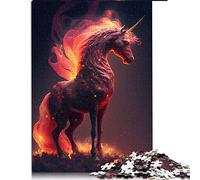 Puzzles 1000 Piece Blazing Unicorn Puzzle for Adults Cardboard puzzles Family Fun Jigsaws Puzzles （Size 26x38cm）