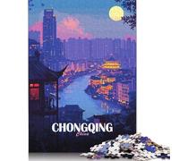 Puzzles 1000 Piece Chongqing China Cityscape at Night Jigsaw Puzzles Wooden Puzzles for Adults And Age 18 And Up Intellectual Game 1000pcs (75x50cm)