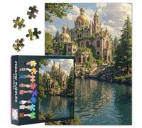 Puzzles 1000 Piece for Adults - Golden Castle by Lake Fantasy Landscape, Gilded Waterside Fortress Reflection Puzzle, Premium Art 1000-Piece Jigsaw Puzzle, Finished Size 27.5 x 19.7 Inches